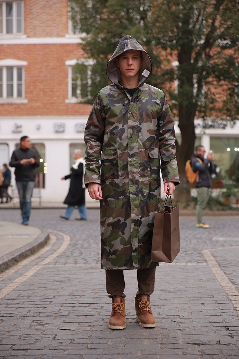 Camouflage Men's Rainwear Durable Raincoat Polyester Raincoat