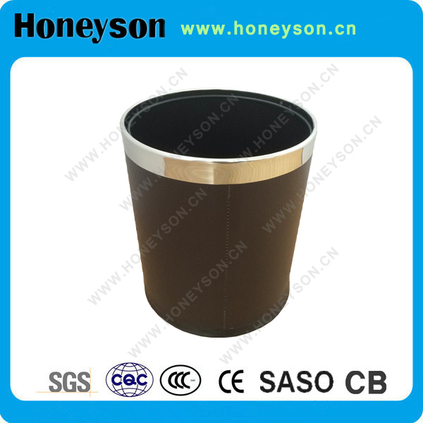 Double Layer Wastebin Outer Wrapped with PU Leather