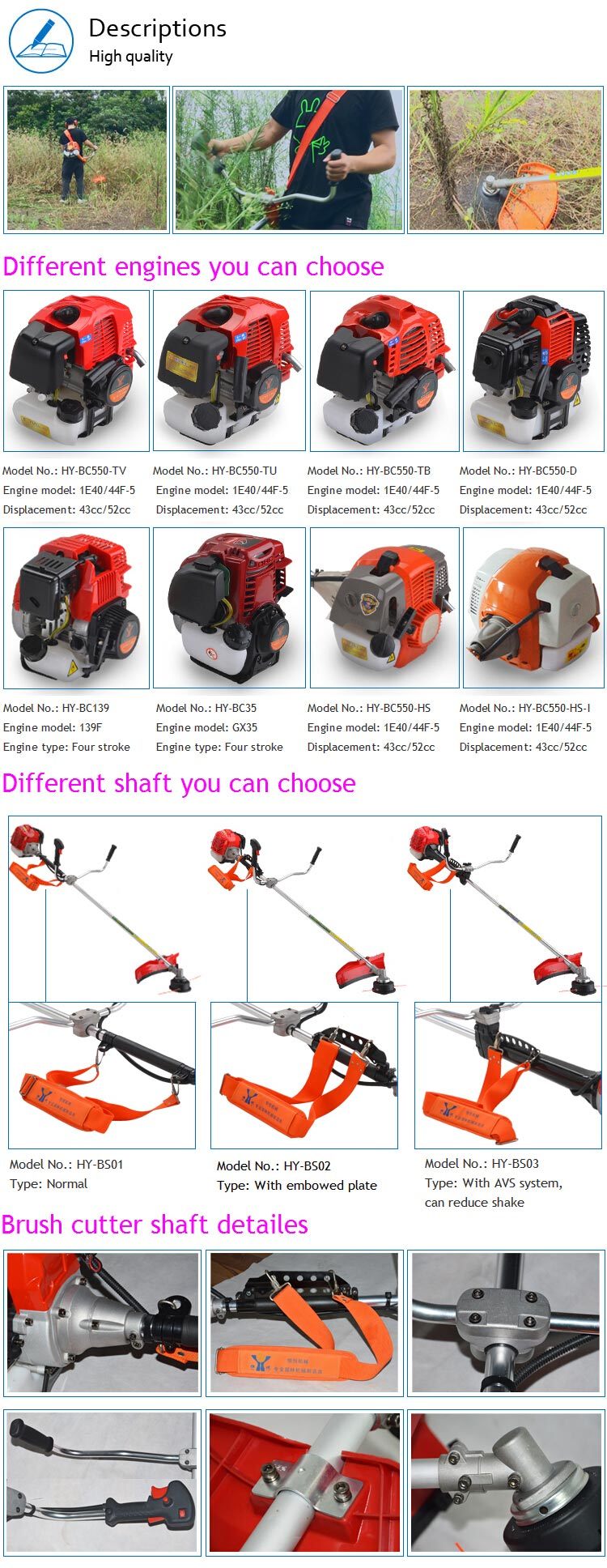 Heavy Duty Brush Cutter for Grass Cutting