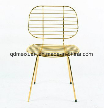 Gold Plated Wire Chair Contracted and Contemporary Plating Powder Spraying High Quality Internal and External Wire Furniture Metal Dining Chair (M-X3696)