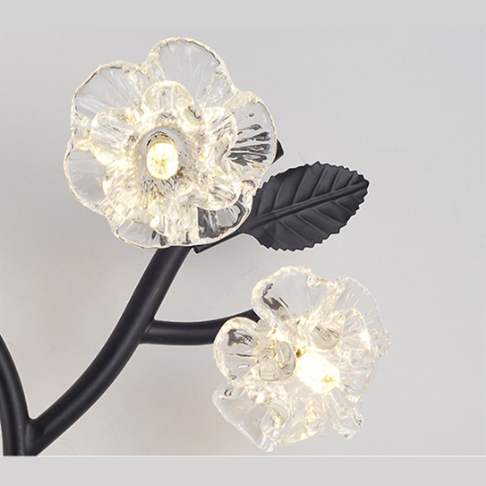 Flower Decorative Modern Sconce Wall Lamp Light with Clear Glass Shade for Living Room