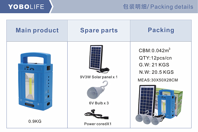 New Product Solar Garden Light with 3 PCS LED Bulb