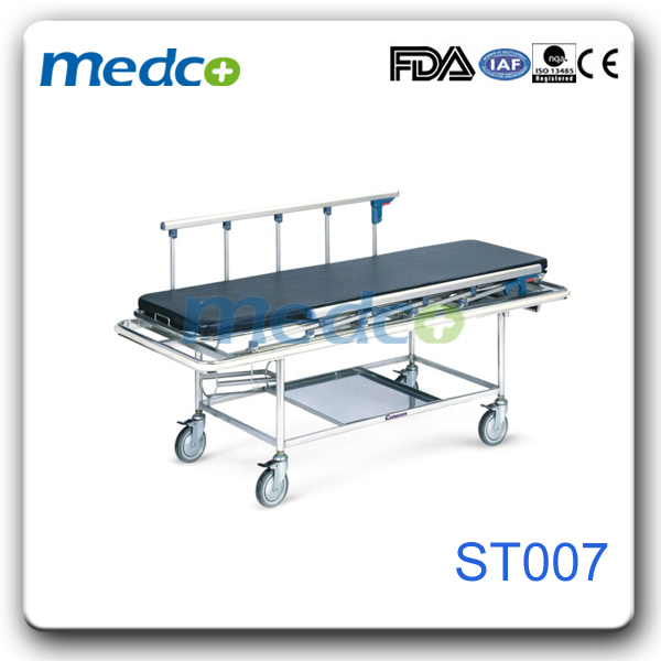 Medical Stainless Steel Emergency Transfer Trolley, Hospital First Aid Stretcher Trolley