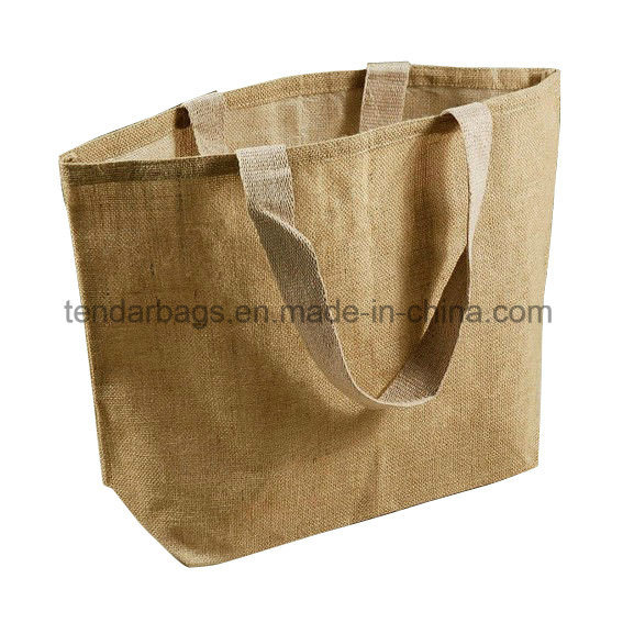 PE Baking Jute Shopping Bag with Cotton Rope Handle