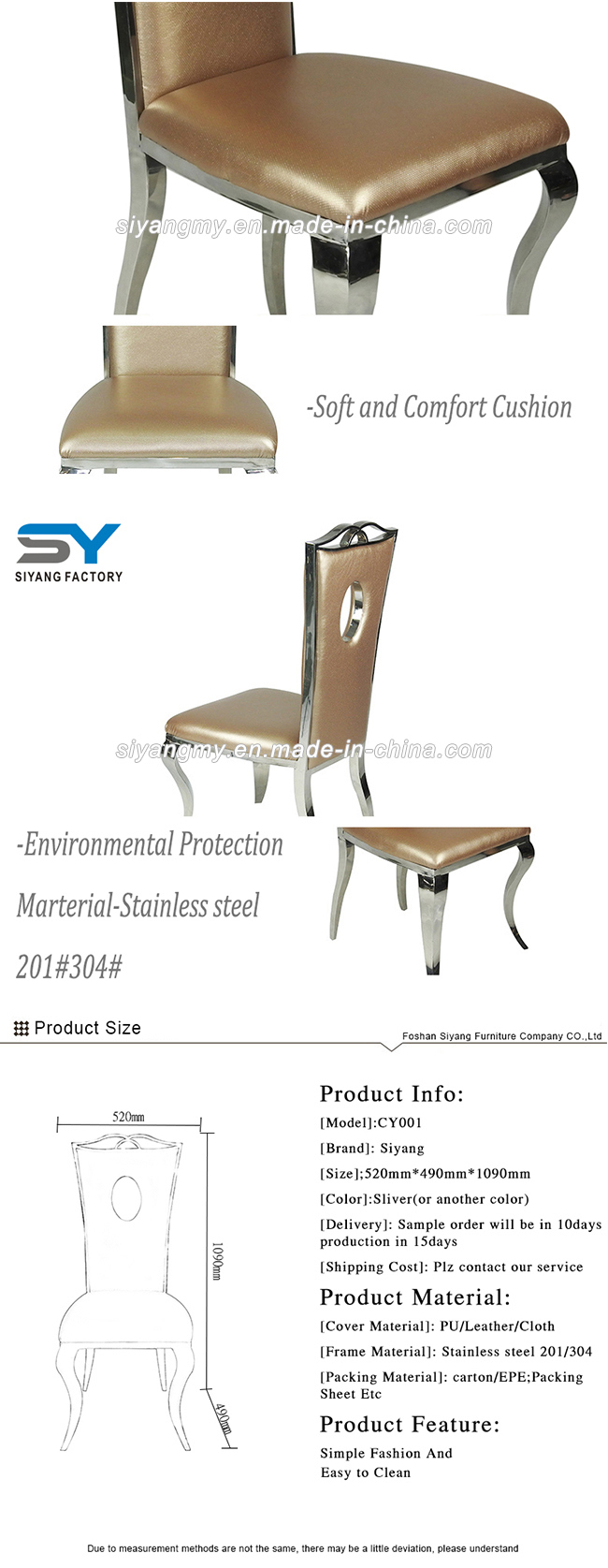 Restaurant Furniture Dining Chair Stainless Steel Wedding Chair