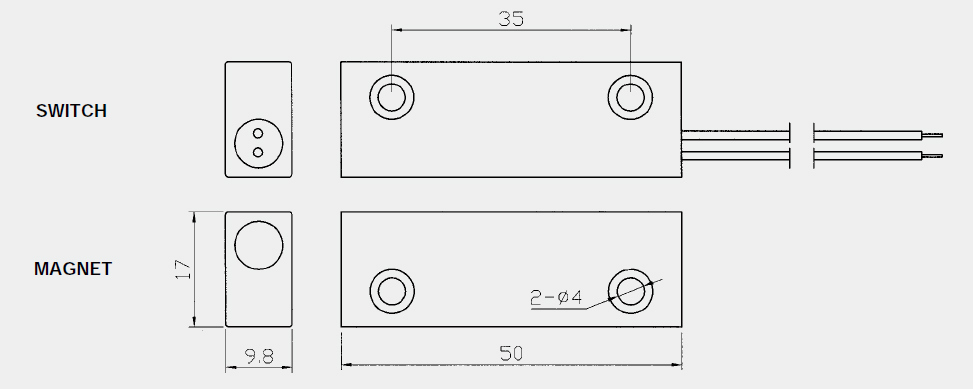 Metal Surface Mounted Magnetic Contacts BS-2071ar