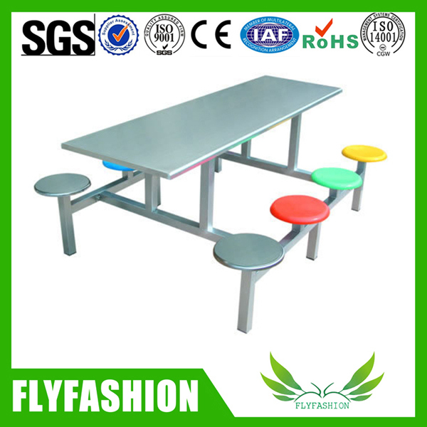 Canteen Stainless Steel Fast Food Dining Table for 8 Person