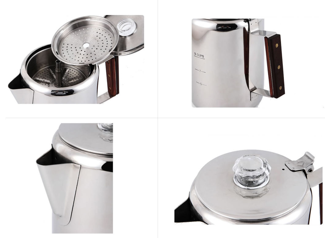 Cafetière à percolateur à café de 9 tasses, cafetière à infusion rapide, faisable pour voyager