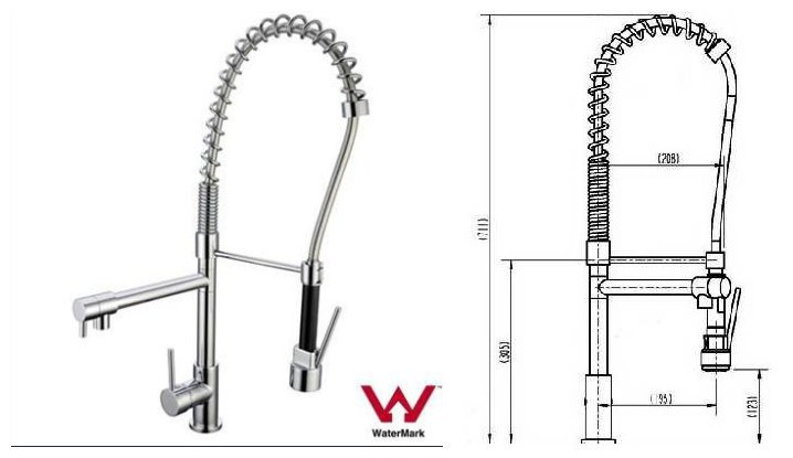 Watermark and Wels Approved Sanitary Ware Multi Function Brass Pull out Kitchen Spray Lever Faucet (201.55.04)