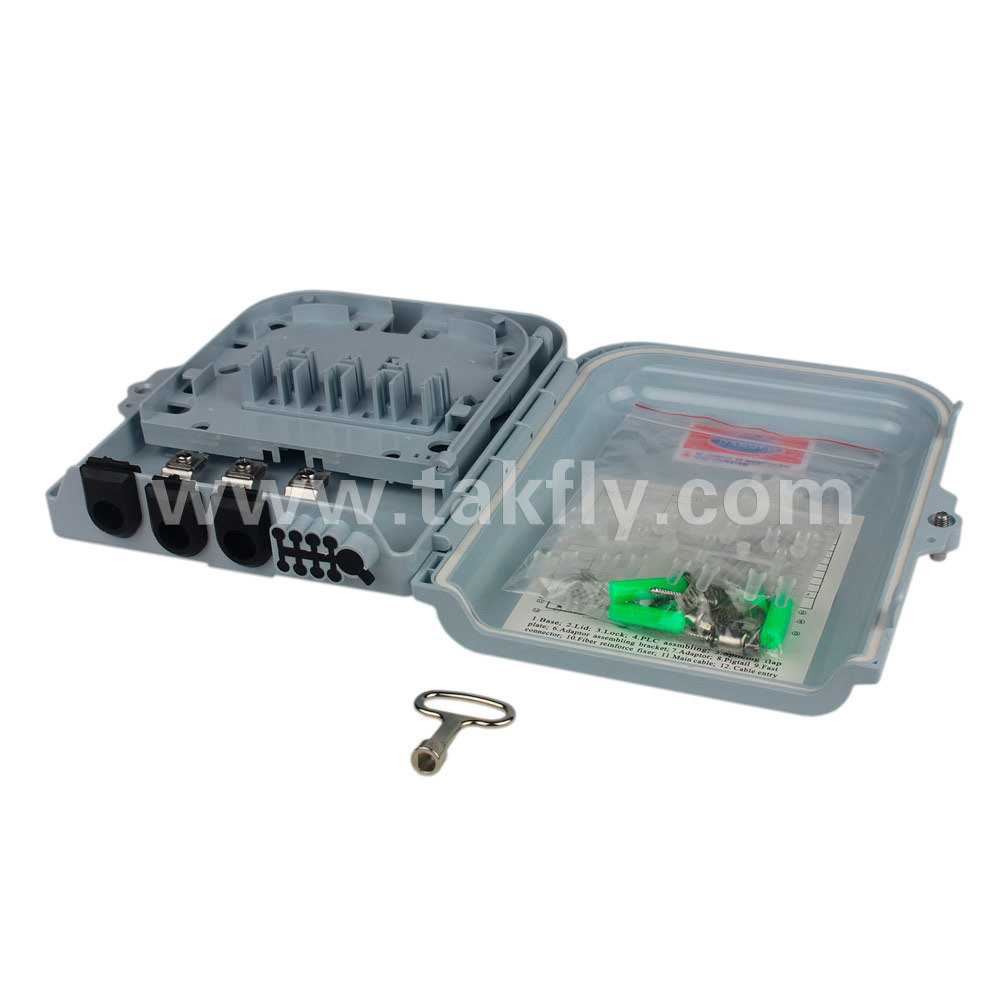 FTTH Waterproof Wall Mounted 8 Port Fiber Optic Termination Box