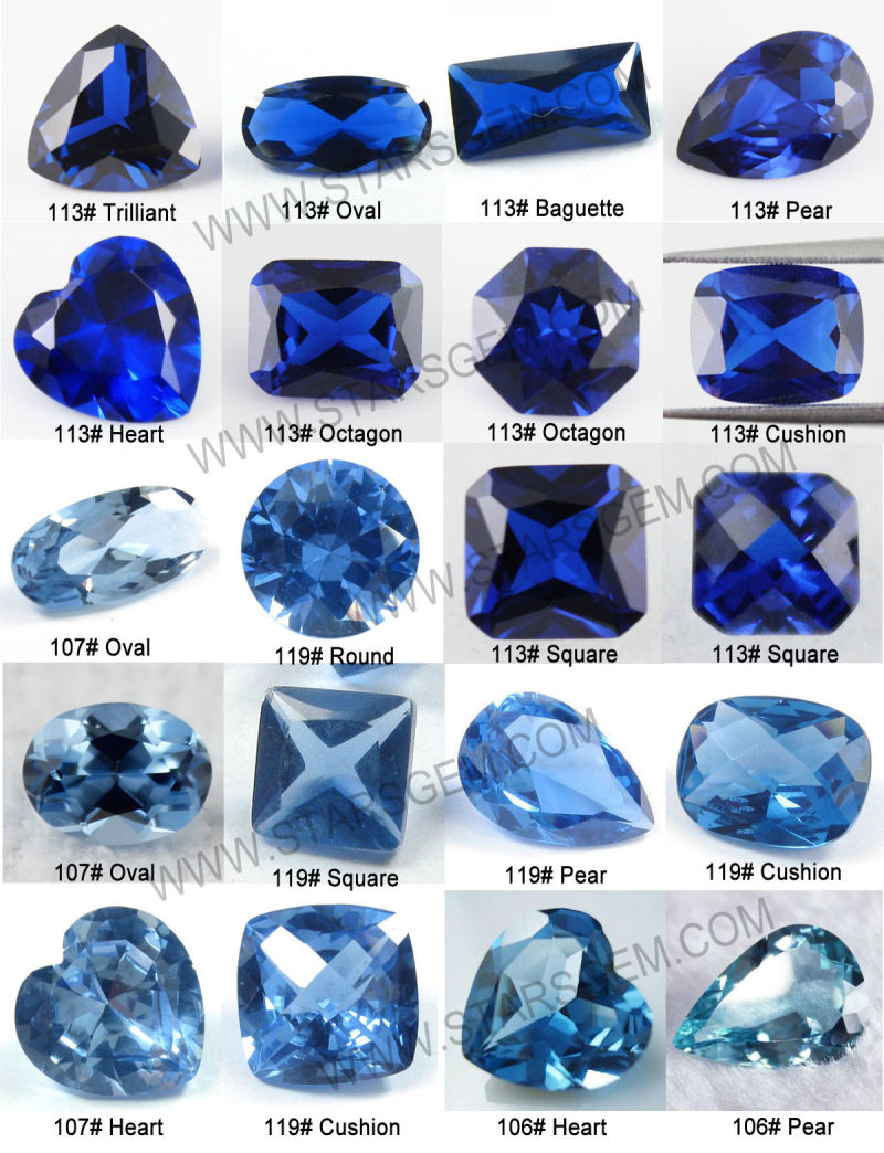 Special Shape Deep Blue Sapphire Syntetic Gemstone