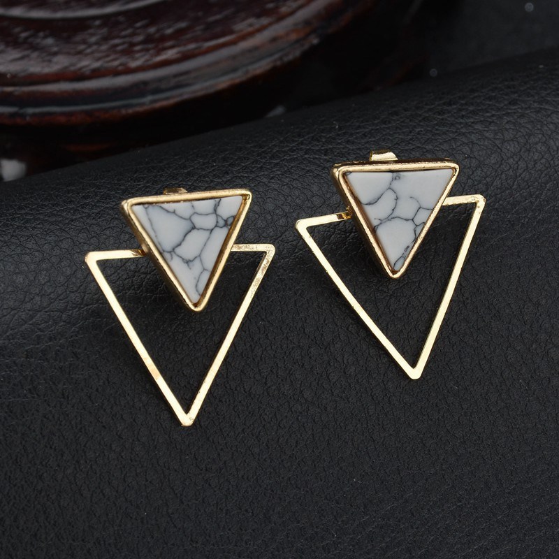 Korean Version Fashion Simple Geometric Earrings Marble Turquoise Earrings