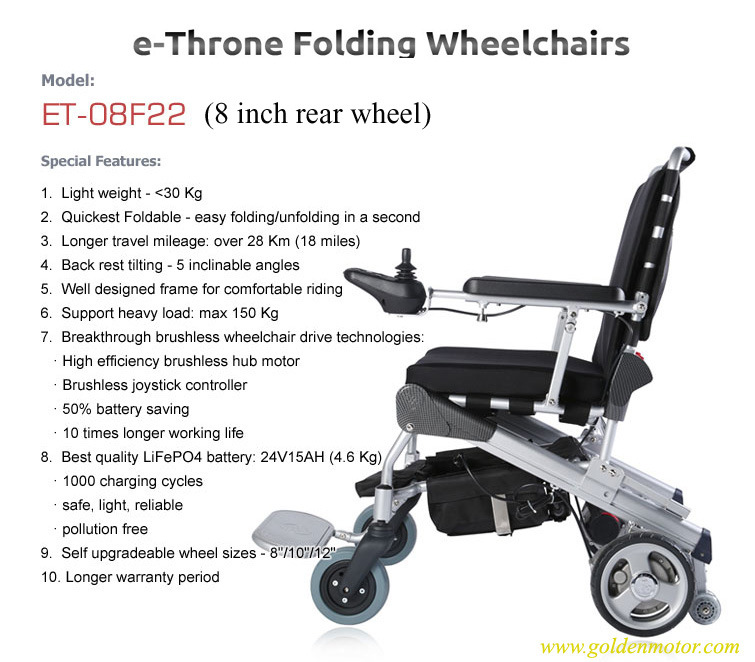 E-Throne Light Weight Folding Portable Power Electric E Wheelchair