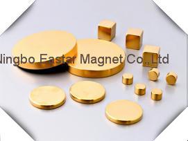 N40 Permanent Neodymium Disc Magnet with Gold Plating