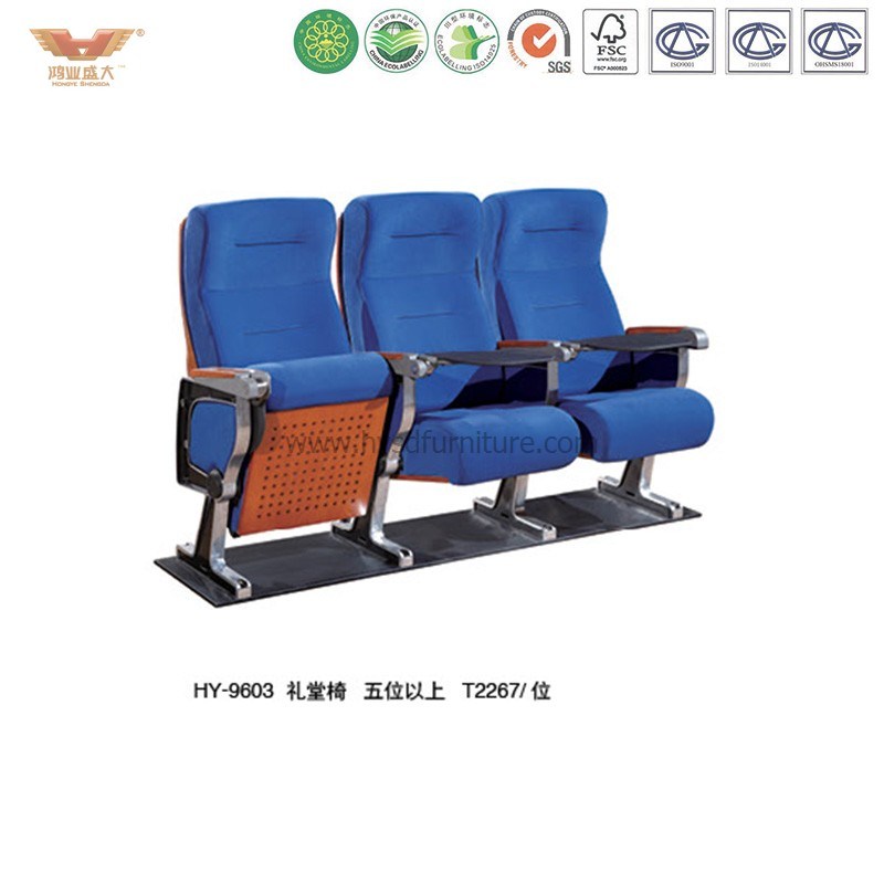 Colorful Auditorium Chairs with Wooden Writing Pad (HY-9038)