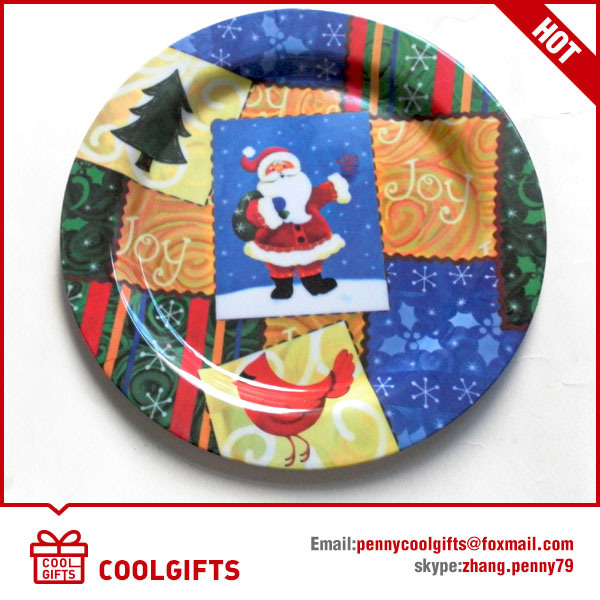 8 Inch Round Christmas 100% Melamine Dish, Food Grade Plate