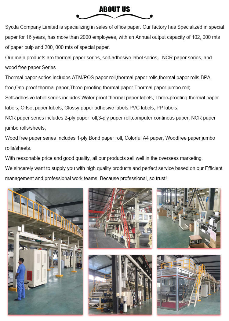57mm Printing Coating One Side Thermal Paper Reel