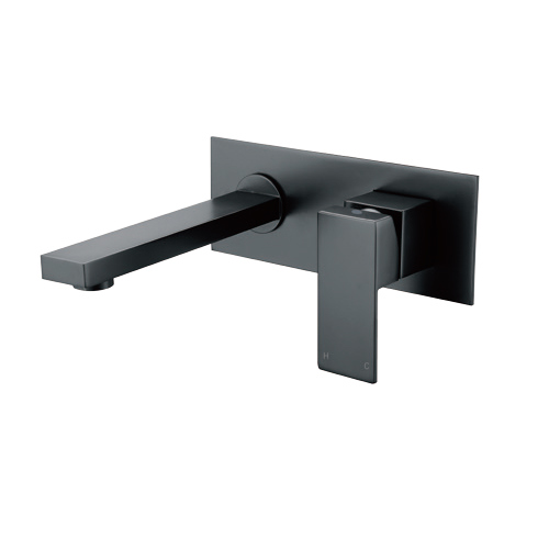 Watermark Wall Mount Basin Brass Black Square Faucet (AY14018CB)