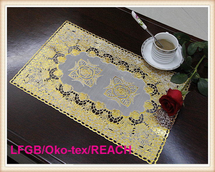 PVC Lace Table Mat/Placemat with Gold and Silver