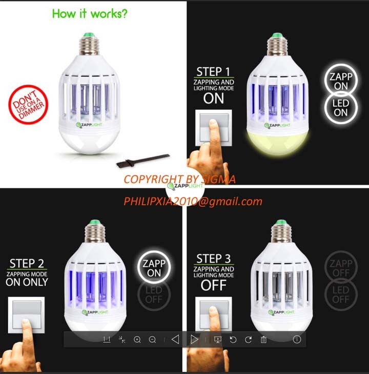 Sigma Electronic 10W 12W 15W B22 E27 Anti Bug Zapper Pest Insect Mosquito Killing Killer LED Lights Bulbs Lamps