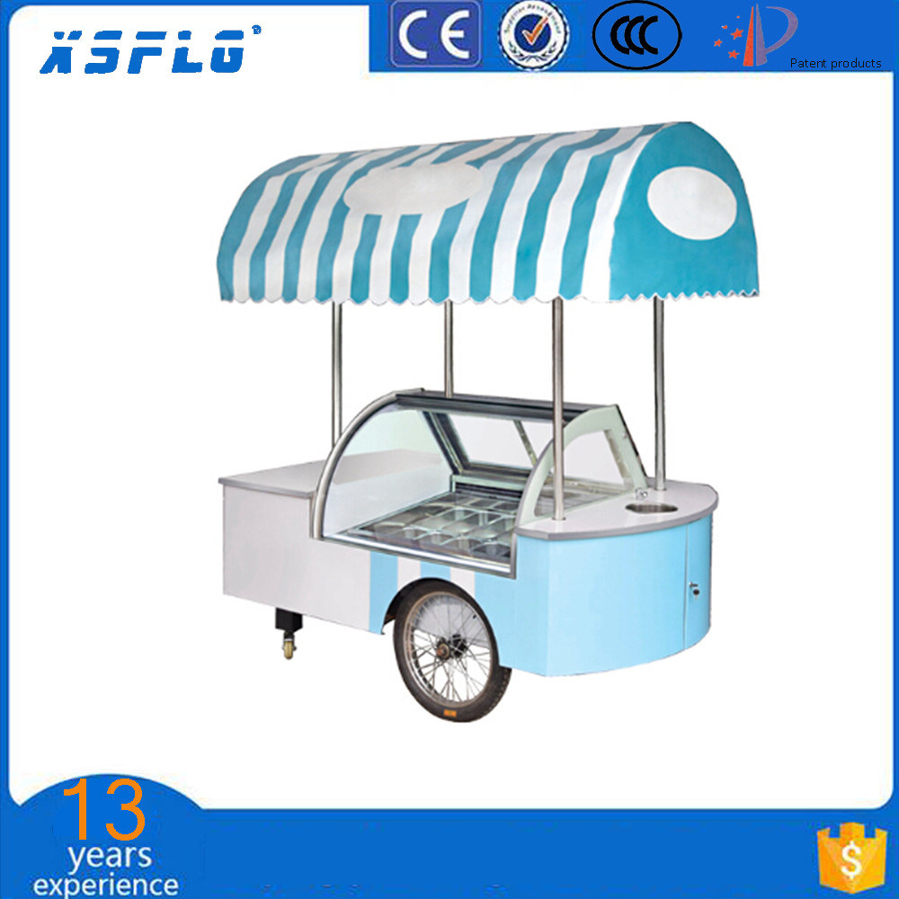 12 Flavor Stainless Steel Ice Cream Cart/Price of Push Cart