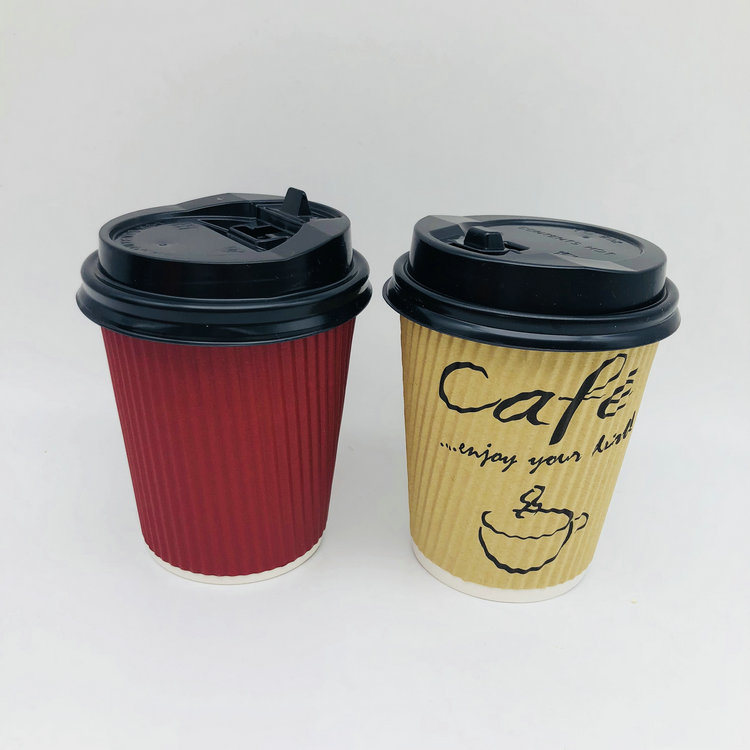 Ripple Colorful Cup Disposable Good Quality Coffee Paper Cup with Lid