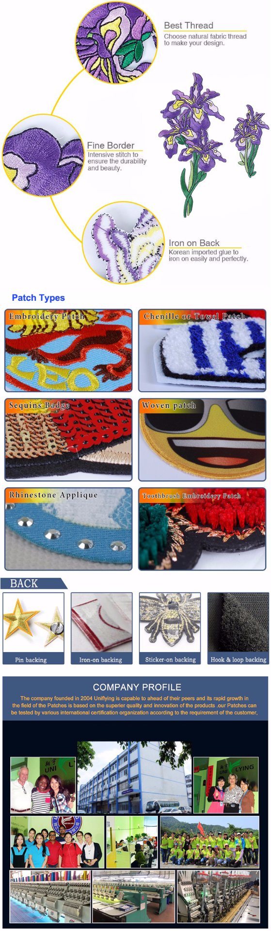 Wholesale Custom Embroidery Border Hook and Loop Backing Woven Patches