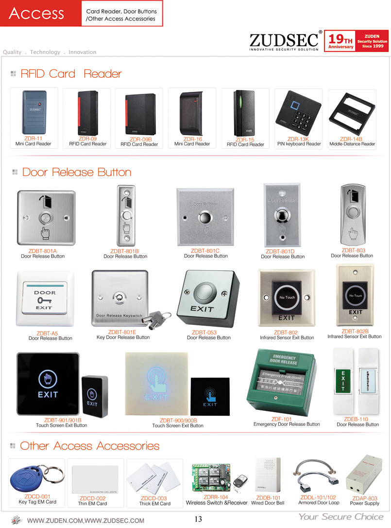 Access Control Exit Button with Zinc Alloy Plate & Steel Button