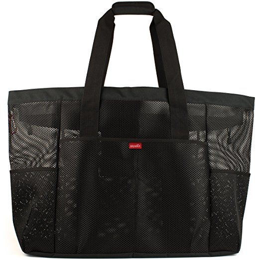 Mesh Beach Bag Tote Extra Heavy Duty with Large Pockets