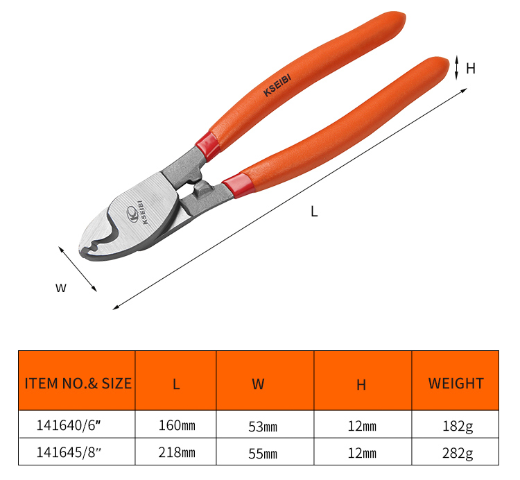 Heavy Duty 6, 8inch Carbon Steel Cable Cutter for Wire & Cable Cutting