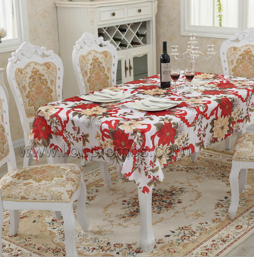 Christmas New Year Theme Printing Decoration Round Table Linen