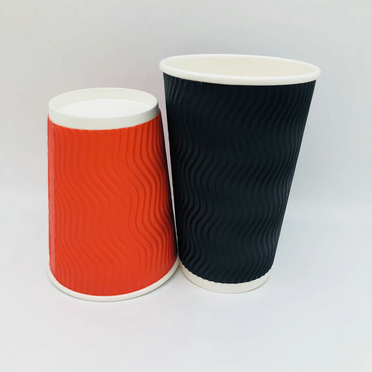 Ripple Colorful Cup Disposable Good Quality Coffee Paper Cup with Lid