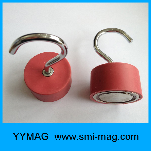 Strong Rubber Coated Red Pot Magnetic Hooks