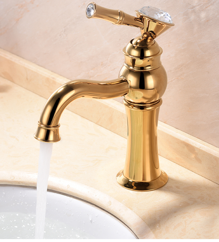 Single Handle Luxury Gold Brass Diamond Basin Mixer (Zf-M31)