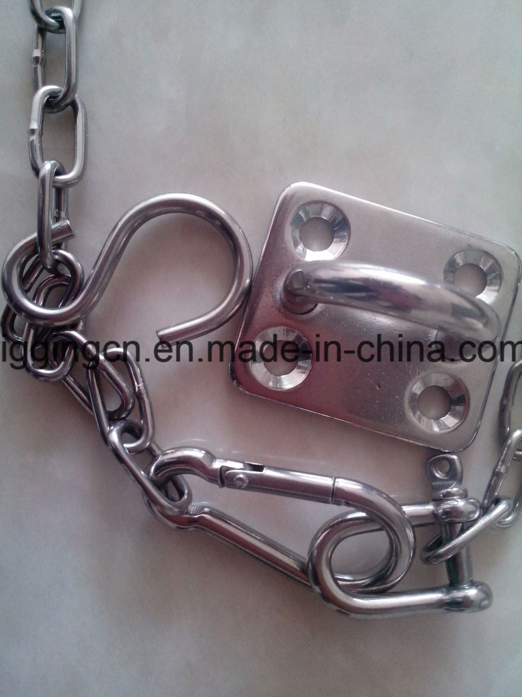 Stainless Steel Link Chain with Plate Eye and Snap Hook