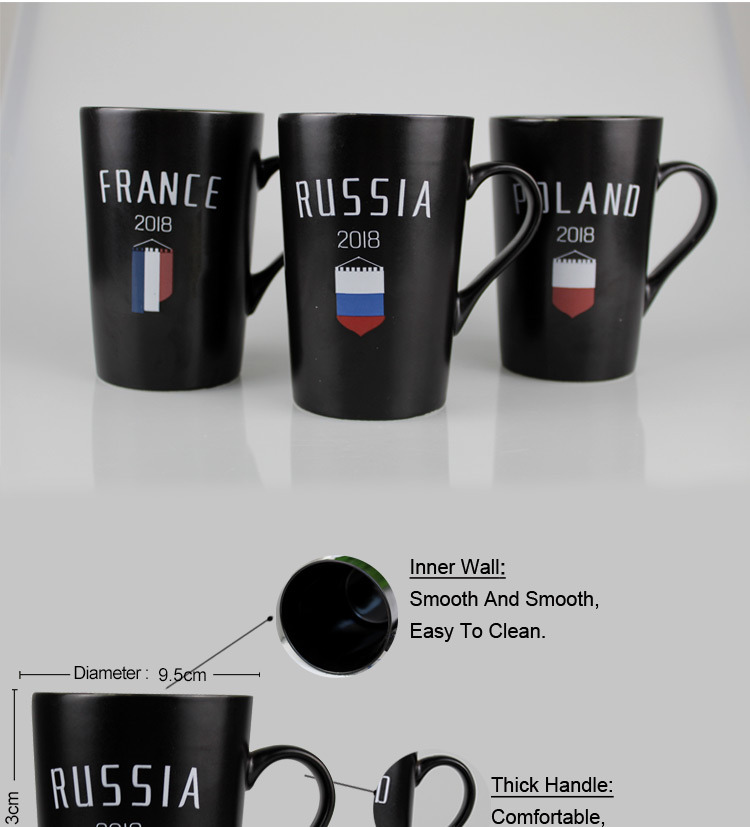 Promotion 16oz World Cup Black Porcelain Coffee Mug