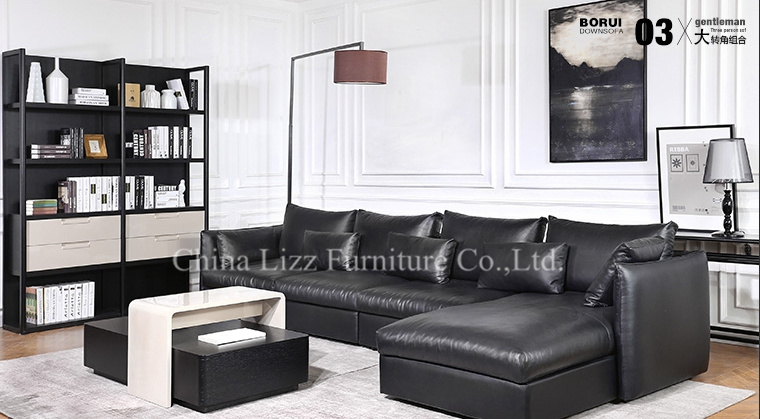 Leather L Shaped Home Furniture Corner Sofa