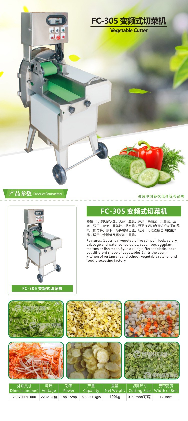 FC-306 Leaf Vegetable Chopper Eggplant Slicer Frozen Meat Slicer