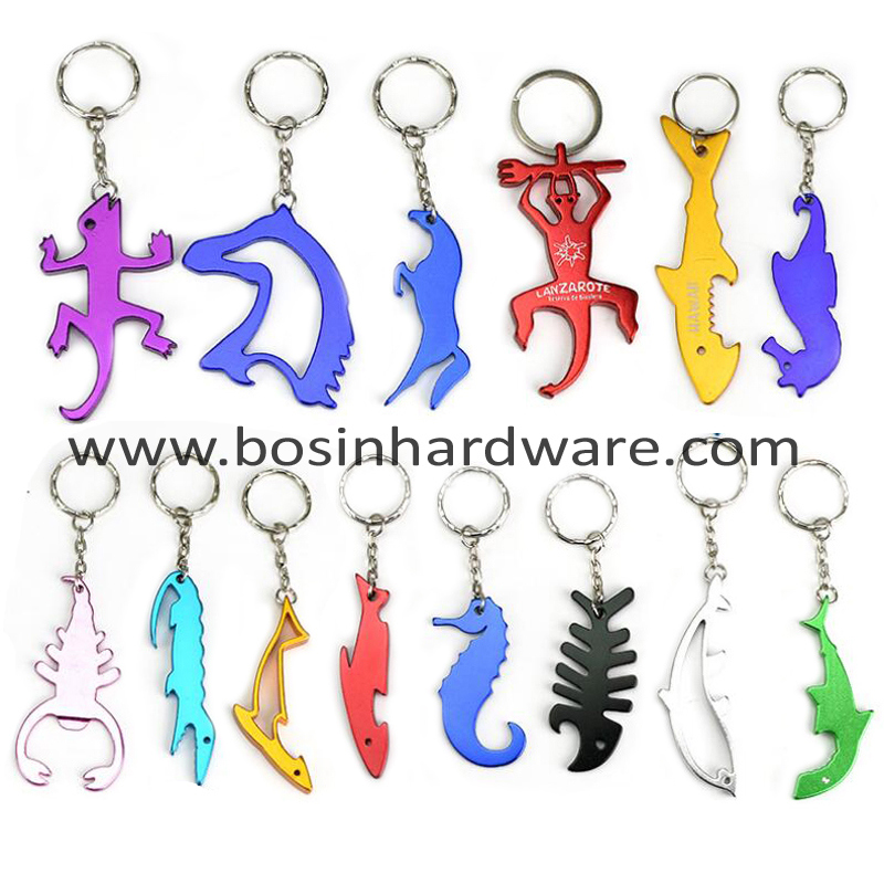 Bull Shaped Metal Aluminum Bottle Opener with Key Ring