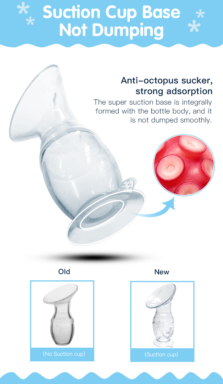 BPA Free Suction Base 100% Silicone Breast Pump One Piece Molding Manual Breast Milk Pump