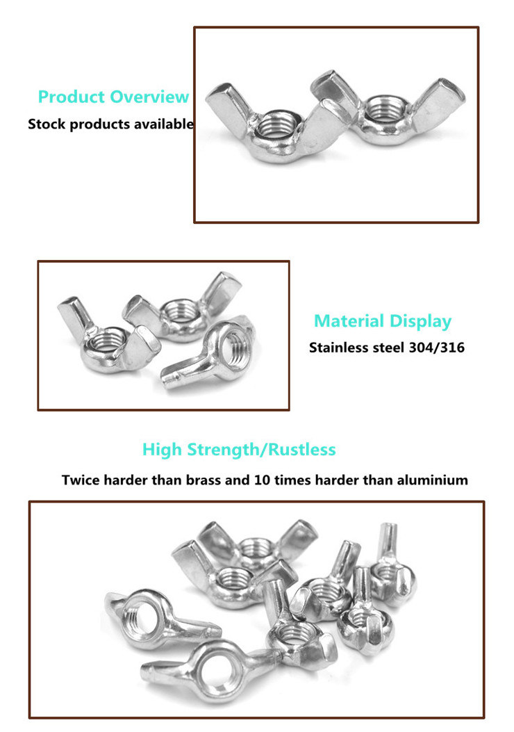 304 316 Stainless Steel DIN315 Butterfly Wing Nuts