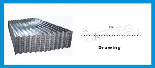 Color Coated or Galvanized Full Hard Corrugated Steel Roofing Sheet