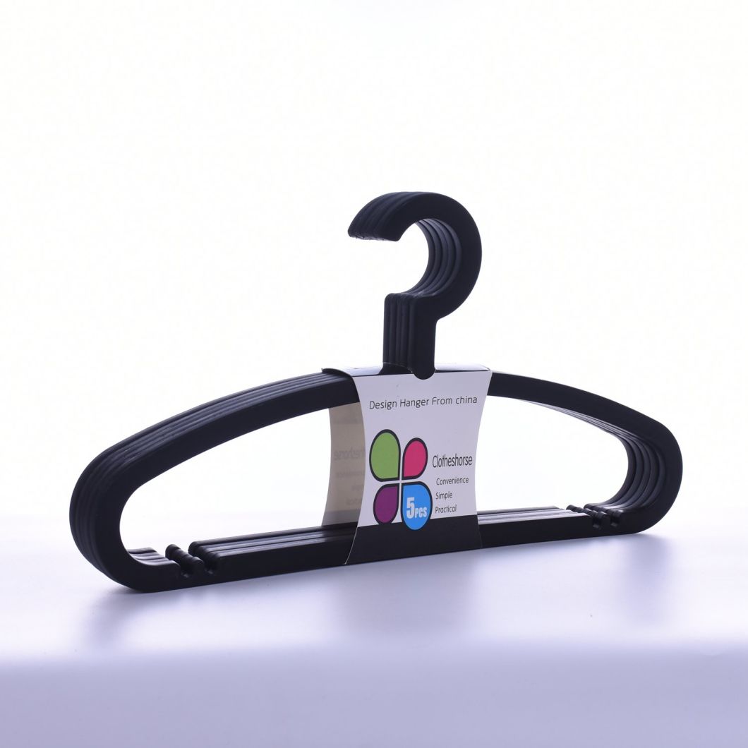 Thin PP Material Black Suit Hanger Garment Plastic Hanger