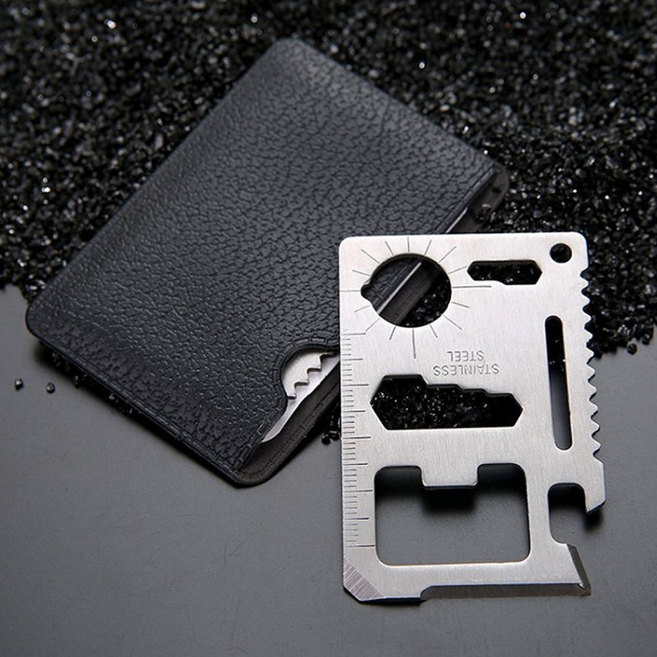 Multi Tools 11 in 1 Multifunction Outdoor Hunting Survival Camping Pocket Military Credit Card Knife Silver