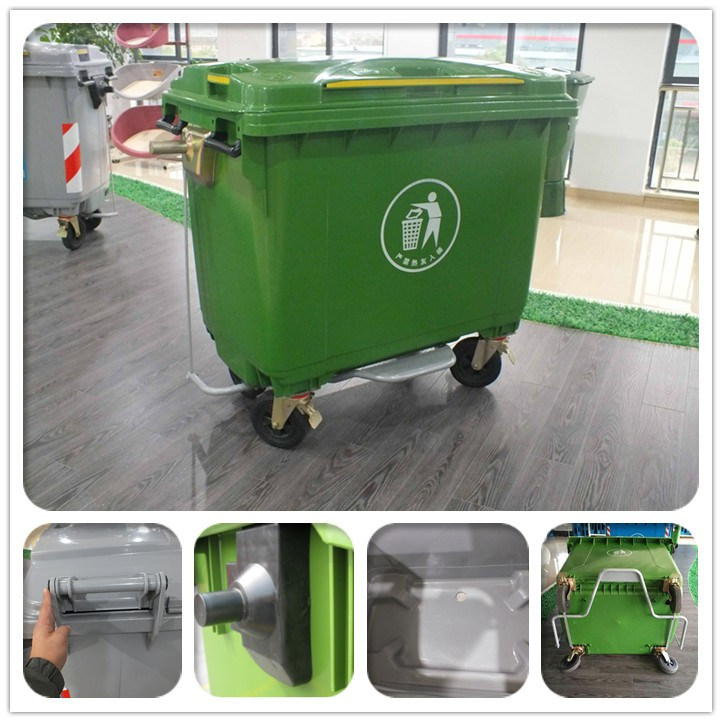 Hospital Medical 360L 660L Plastic Waste Bin with Pedal Wheel