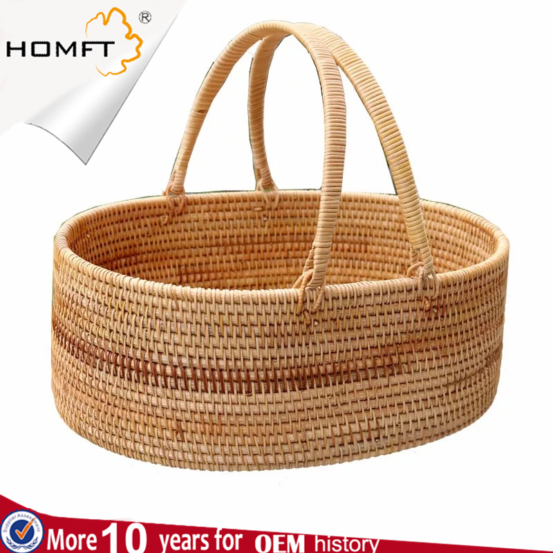 Handmade Rattan Woven Storage Hand Fruit Basket Storage Box