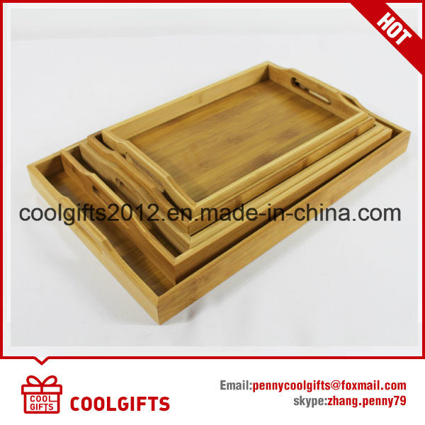 Eco-Friendly Square Bamboo Wood Food Dessert Cake Dishes Plates