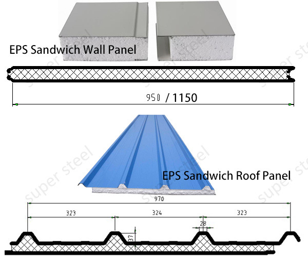 Heat-Cold Insulation EPS Sandwich Roof Tile Steel Corrugated Panel