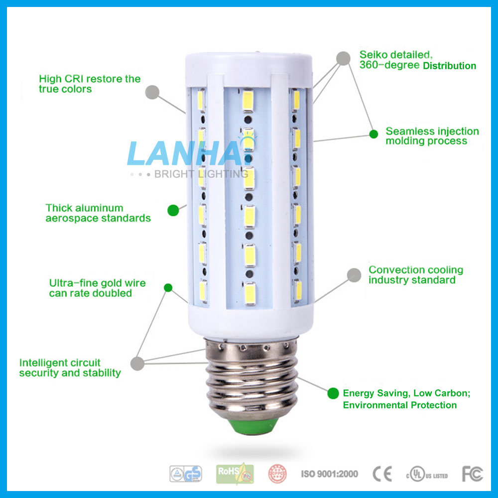 SMD5730 110V 240V E27 B22 8W LED Corn Light Bulb