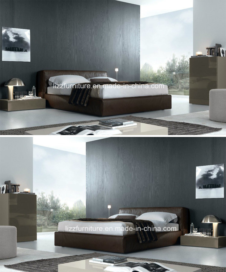 Nordic Design Modern Bedroom Leather Bed with King-Size